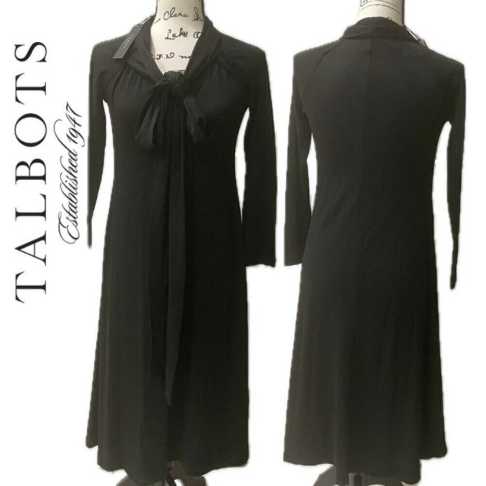 TALBOTS MAXI DRESS  FIT AND FLARE SIZE XS WOOL BLEND BLACK SOPHISTICATED CHIC